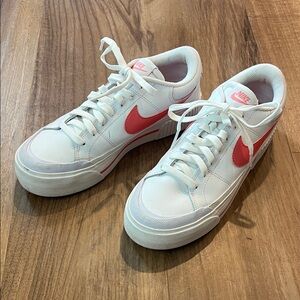 Nike White and Pink Low-Top Sneakers